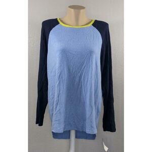Style & Co Colorblock Top 2X Periwinkle Blue Scoop Comfy Lightweight Slub Tshirt